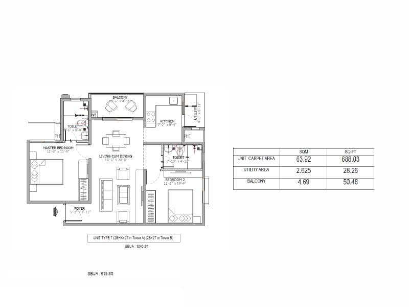 Floor plan of Miracle Imperio — photo gallery, images, brochure, amenities, cost sheet, price breakup, availability details, RERA number, RERA certificate, possession date, layout plan, logo, floor plan, master plan, and location map showcasing project highlights and features.